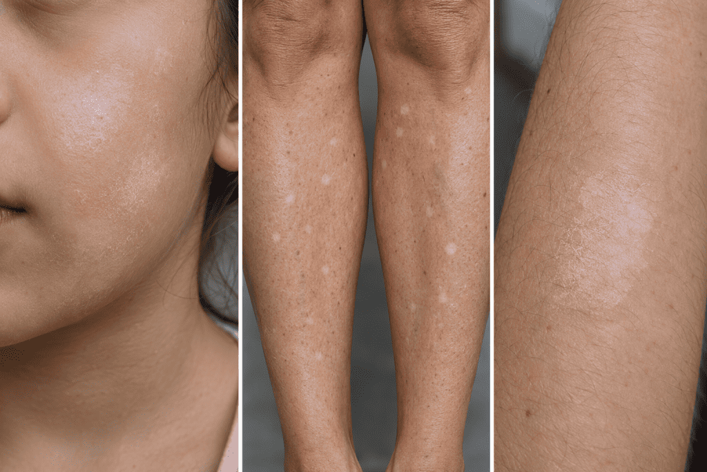Clinical triptych of skin hypopigmentation
