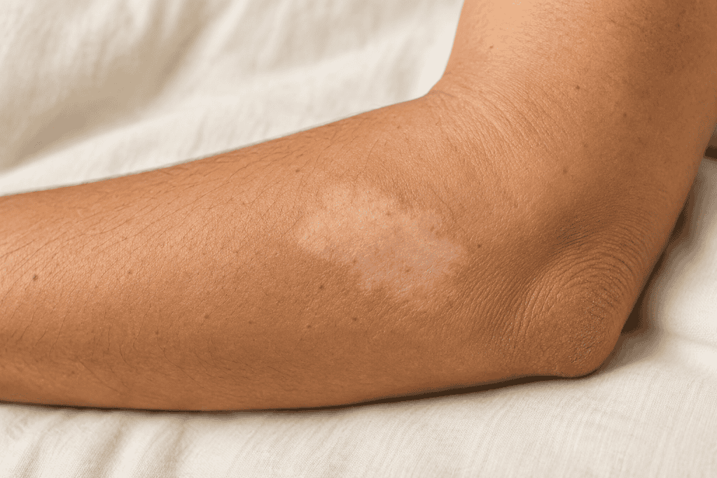 Healed lighter patch on forearm