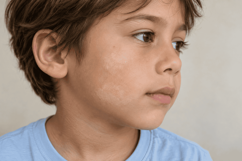 Pityriasis alba on a child’s cheek