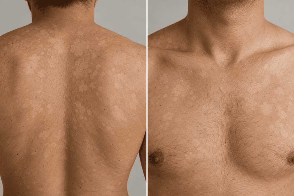 Tinea versicolor on back and chest